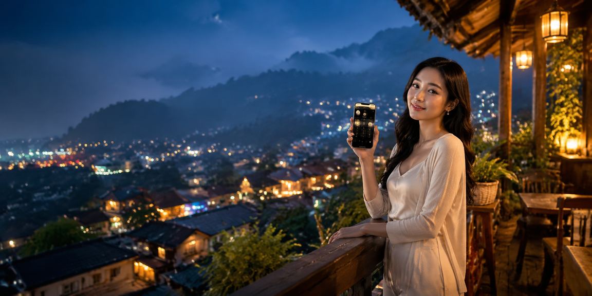 Khung cảnh quán cà phê tại Sa Pa về đêm